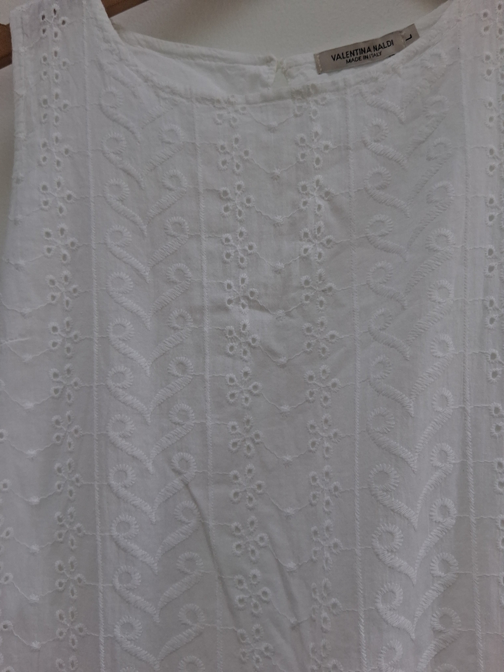 Valentina Naldi White Eyelet Cotton Sleeveless Drop-Waist Dress Size Large - Picture 12 of 12